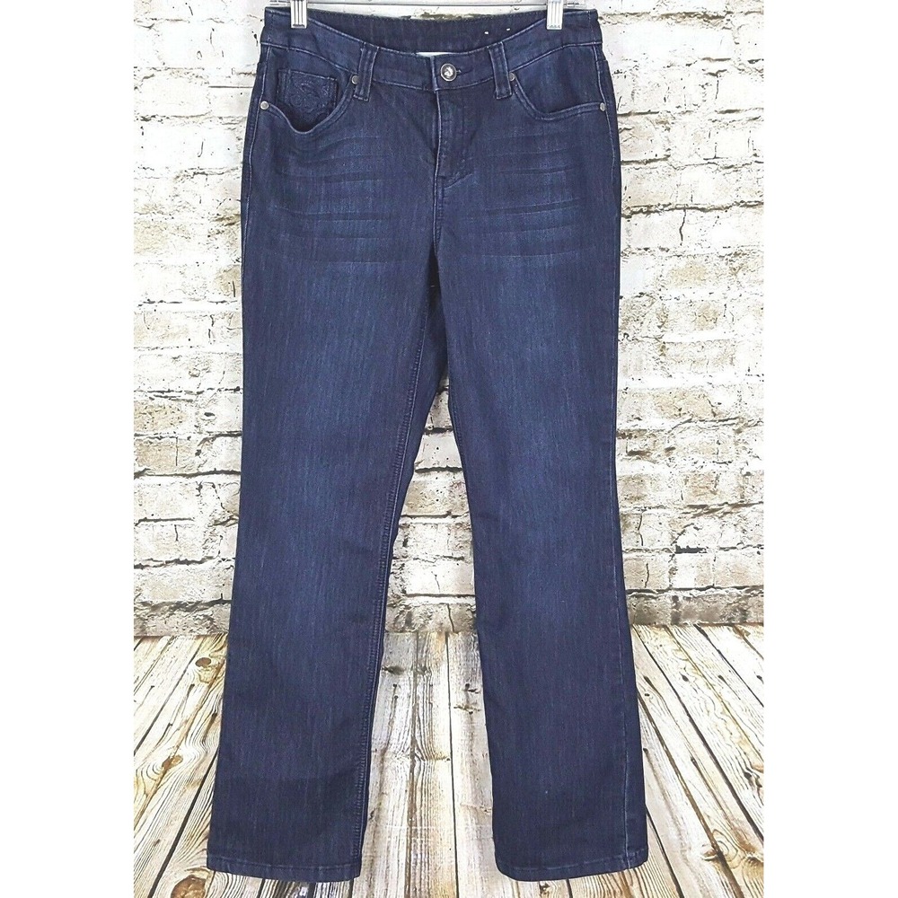 Christopher & Banks Jeans‎ Women's Size 4 Blue Denim Pants Embroidered Pockets